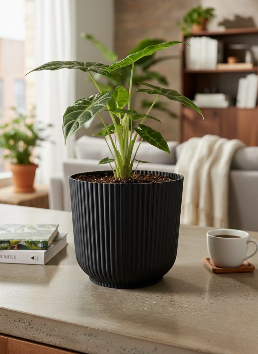 Pflanzenübertopf geriffelt